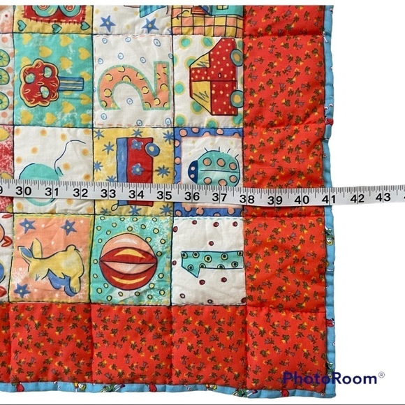 VTG handmade ABC 123 block baby quilt - Picture 9 of 10